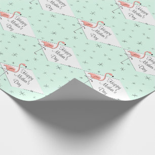 Papier cadeau Flamingo Aqua diamant Bonne Fête des