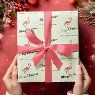 Papier Cadeau Flamingo de plage mignon Noël personnalisé