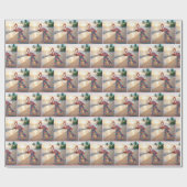 Papier Cadeau Flamingo In a Skirt Holding a Champagne Flute (Plat)