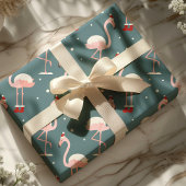 Papier Cadeau Flamingo Noël Tropical