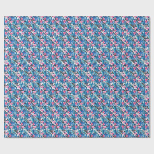 Papier Cadeau Flamingo & Palms on Geometric Pattern (Plat)