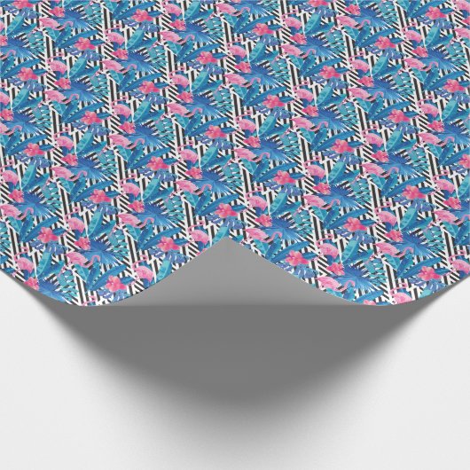 Papier Cadeau Flamingo & Palms on Geometric Pattern (Coin)