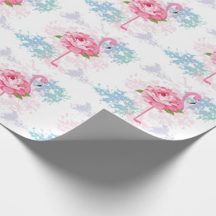 Papier Cadeau Flamingo rose Design floral