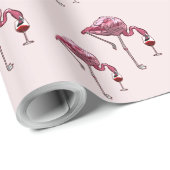 Papier Cadeau Flamingo rose Motif Vin Boisson Drôle (Coin rond)