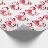 Papier Cadeau Flamingo Santa Noël Tropical (Coin)