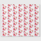 Papier Cadeau Flamingo Santa Noël Tropical (Plat)