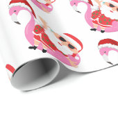 Papier Cadeau Flamingo Santa Noël Tropical (Coin rond)