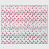 Papier Cadeau Flamingo tropical et feuille, motif d'été. (Plat)