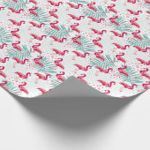 Papier Cadeau Flamingo tropical et feuille, motif d'été. (Coin)