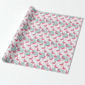Papier Cadeau Flamingo tropical et feuille, motif d'été. (Déroulé)