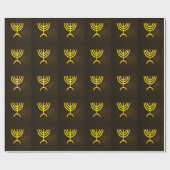 Papier Cadeau Flamme de Menorah (Plat)