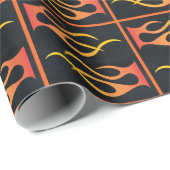 Papier Cadeau Flamme de motocyclette en cuir orangé (Coin rond)