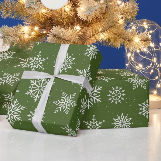 Papier Cadeau Flamme de neige d'hiver moderne Noël Vert vacances (Vacances)