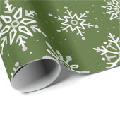 Papier Cadeau Flamme de neige d'hiver moderne Noël Vert vacances (Coin rond)