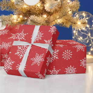 Papier Cadeau Flamme de neige moderne hiver Noël Rouge