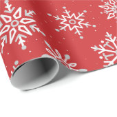 Papier Cadeau Flamme de neige moderne hiver Noël Rouge (Coin rond)