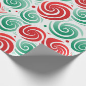 Papier Cadeau Flamme de Noël rouge, vert et blanc (Coin)