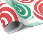 Papier Cadeau Flamme de Noël rouge, vert et blanc (Coin rond)