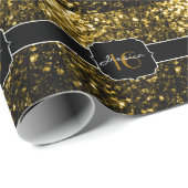 Papier Cadeau Flamme de parties scintillant jaune foncé brille d (Coin rond)