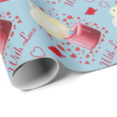 Papier Cadeau flamme en forme de coeur chandelle rouge romantiqu (Coin rond)