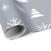 Papier Cadeau Flammes blanches de Noël Arbres de Noël Moderne (Coin rond)