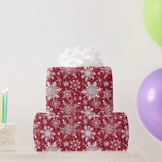 Papier Cadeau Flammes blanches sur Rouge (Cadeaux de fête)