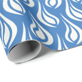 Papier Cadeau Flammes de bougie Abstraite bleu et blanc (Coin rond)
