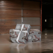 Papier Cadeau Flammes de neige à ailettes de Noël en acier gris