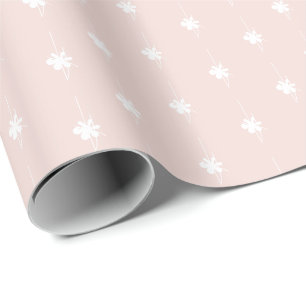 Papier Cadeau Flammes de neige blanc rose pâle de Noël cadeau