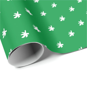 Papier Cadeau Flammes de neige blanc vert chic Noël