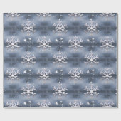 Papier Cadeau Flammes de neige blanches à Noël gris (Plat)