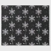 Papier Cadeau Flammes de neige blanches à Noël noir (Plat)