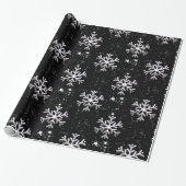 Papier Cadeau Flammes de neige blanches à Noël noir (Déroulé)