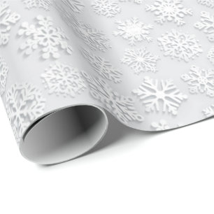 Papier Cadeau Flammes de neige blanches Aquarelle Noël