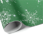 Papier Cadeau Flammes de neige blanches de Noël (Coin rond)