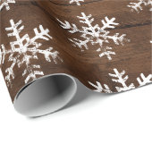 Papier Cadeau Flammes de neige blanches rustiques Bois foncé (Coin rond)