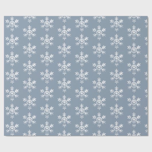 Papier Cadeau Flammes de neige blanches rustiques Dusty Blue (Plat)