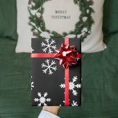 Papier Cadeau Flammes De Neige Blanches Sur Noël Arrière - plan