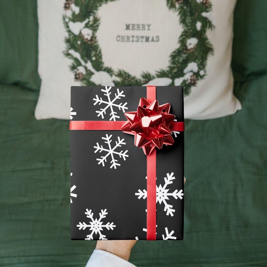 Papier Cadeau Flammes De Neige Blanches Sur Noël Arrière - plan