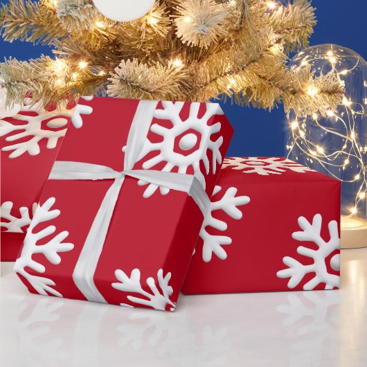 Papier Cadeau Flammes de neige blanches sur Noël arrière - plan  (Vacances)