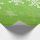 Papier Cadeau Flammes de neige blanches vertes Noël minimal (Coin)