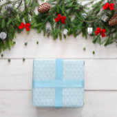 Papier Cadeau Flammes de neige bleu et blanc rustique