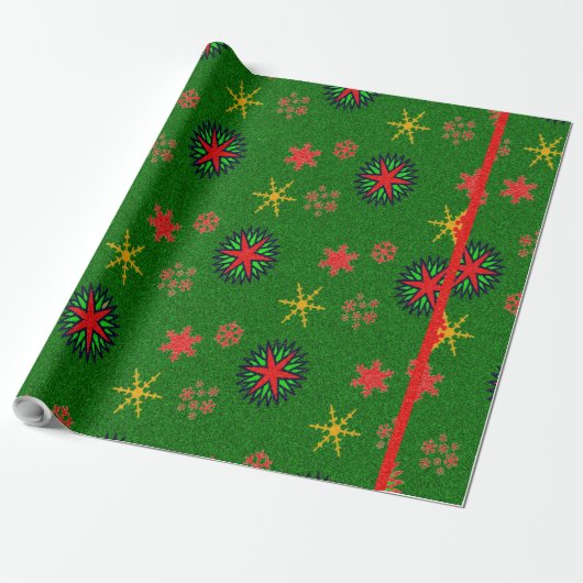 Papier Cadeau Flammes de neige colorées - (Déroulé)