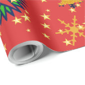 Papier Cadeau Flammes de neige colorées - (Coin rond)