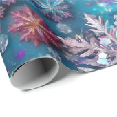 Papier Cadeau Flammes de neige congelées (Coin rond)