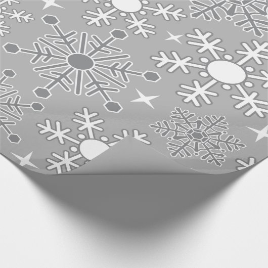 Papier Cadeau Flammes de neige de Noël gris argent motif (Coin)