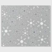 Papier Cadeau Flammes de neige de Noël gris argent motif (Plat)