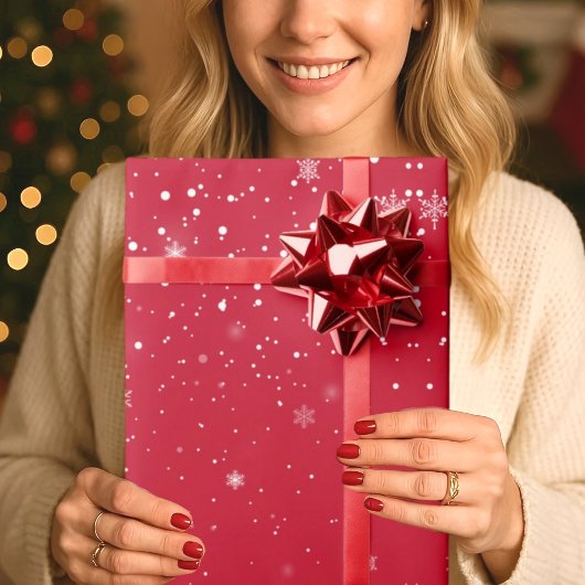 Papier Cadeau Flammes de neige de Noël PAPIER EN ÉPAISSAGE