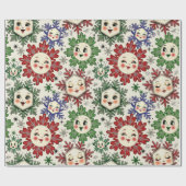 Papier Cadeau Flammes de neige de Noël rétro Whimsical (Plat)