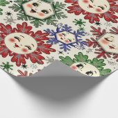 Papier Cadeau Flammes de neige de Noël rétro Whimsical (Coin)